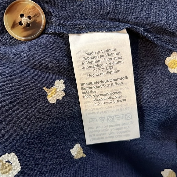 Madewell Navy‎ Blue Button-Back Floral Daisy’s Dress with Pockets Size S - Picture 10 of 11